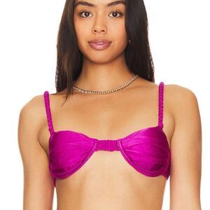 Tularosa Rhea Fuchsia Bikini Top Magenta swimsuit separate Revolve NWT S